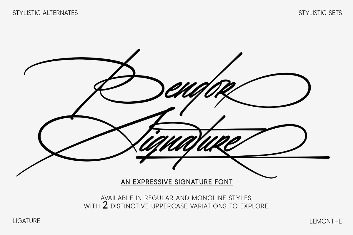 Bendor Signature, a Script Font by Lemonthe (Photo 1 of 11)