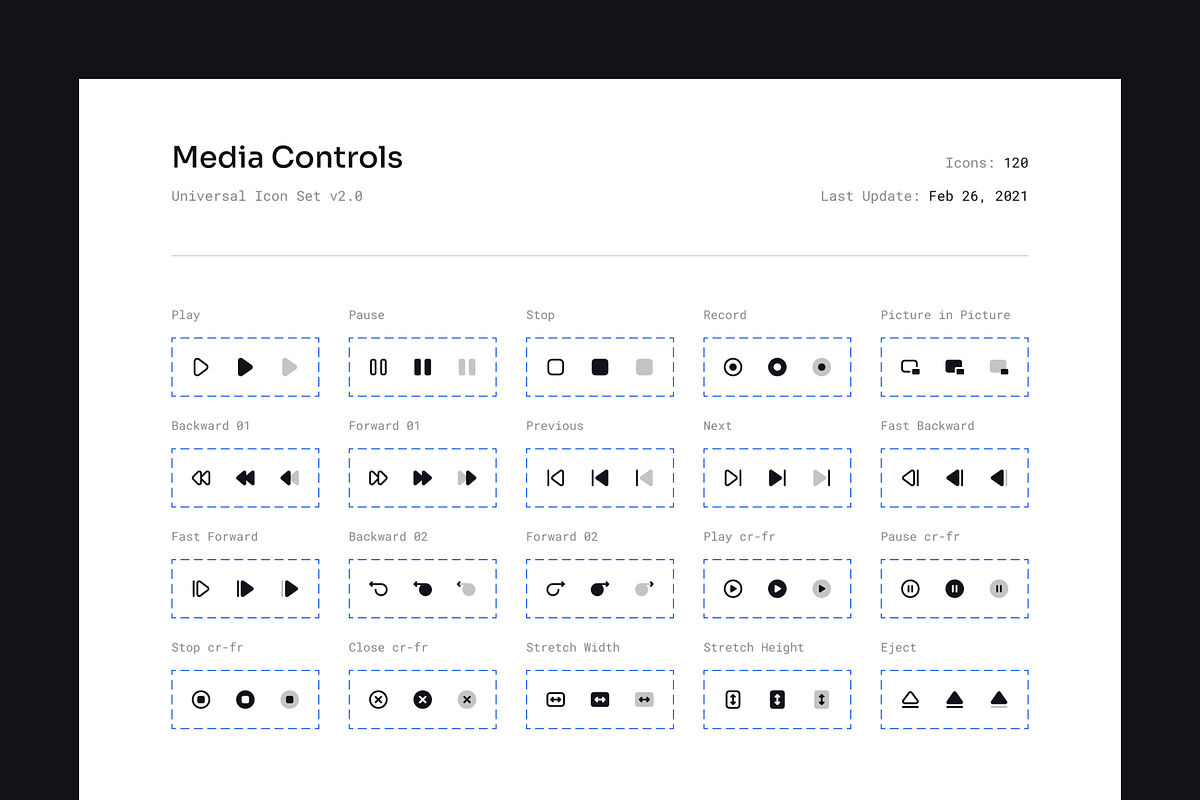 Media Controls Icon Set, a Solid Icon by 123done (Photo 2 of 3)