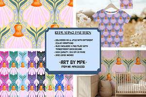 Stylized Daisies - Repeat Pattern