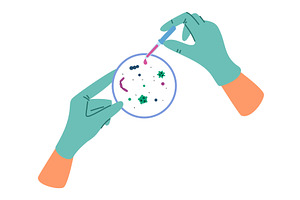 Hand of microbiologist wearing glove, an Illustration by Vectorbuum