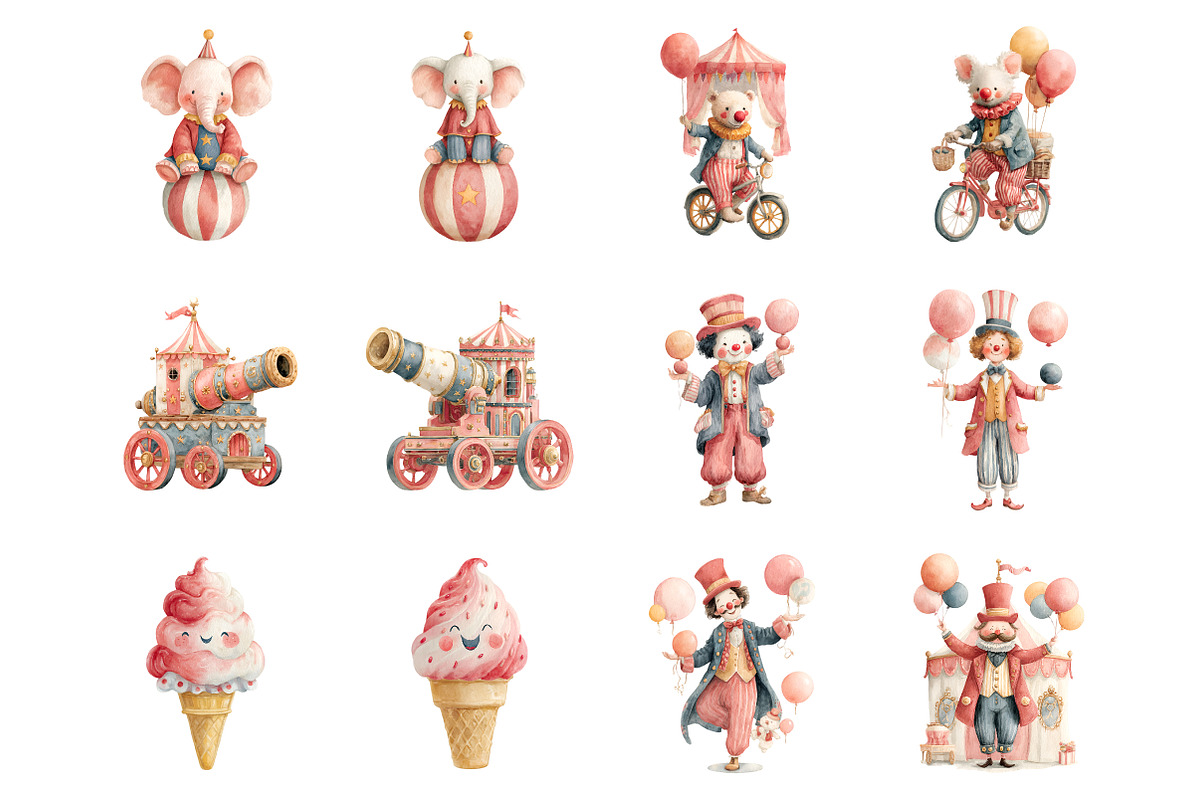 Cute Circus Clipart, an Illustration by SinaCreation (Photo 2 of 10)