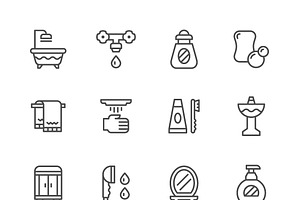 Set line icons of bathroom, an Outline Icon by motorama