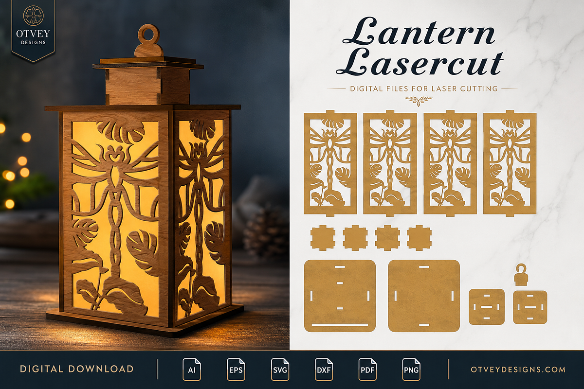 Dragonfly Lantern Lasercut BUNDLES, an Object Graphic by OTVEY DESIGN (Photo 5 of 13)