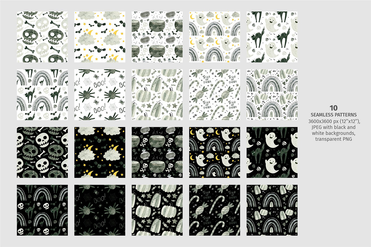 Halloween Clipart, Rainbows, Pattern, a Graphic by Valin Malin (Photo 7 of 14)