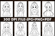 Beautiful Cute Princess Coloring Pag, a Person Illustration by Design Station (Thumbnail 4 of 5)