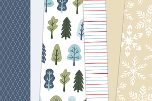 Winter Digital Paper And Clipart Set