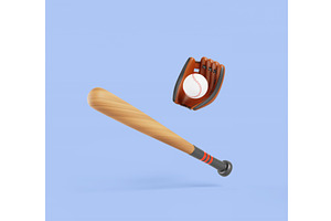 Baseball bit, ball and leather glove, a Sport Illustration by Marozhkastudio