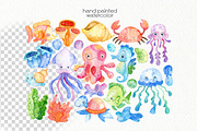 Watercolor Underwater Clipart, an Animal Illustration by OllyKo Art (Thumbnail 4 of 6)