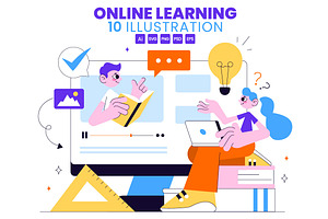10 Online Learning Illustration, an Education Illustration by denayunebgt