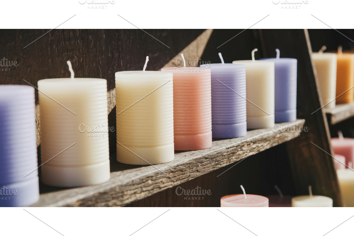 Colorful scented candles arranged on, an Illustration by tilialucida