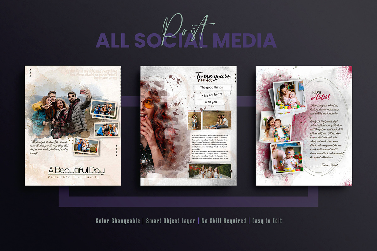 Photo Effect Social Media Post Set, a Social Media Template by Creative_View (Photo 6 of 8)