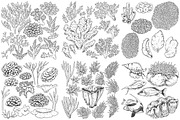 Coral Reef Monochrome, a Decorative Illustration by Valentyna Smordova (Thumbnail 3 of 5)