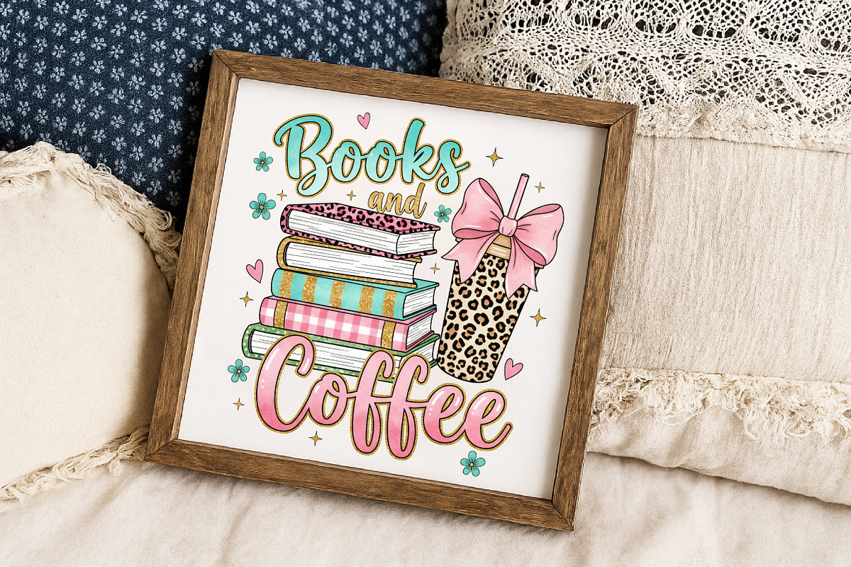Books And Coffee PNG Sublimation Des, an Illustration by Libby Wishes (Photo 4 of 6)