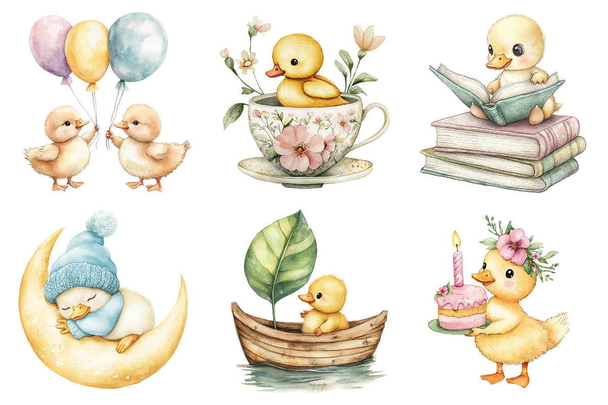 Watercolor Baby Goose Clipart, a Seasonal Illustration by CitraGraphics (Photo 4 of 4)