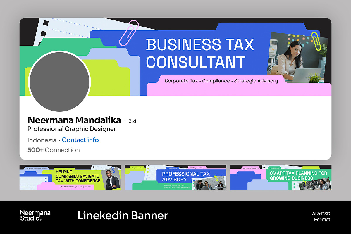 Folder Style Linkedin Banner, a Social Media Template by Neermana (Photo 1 of 4)