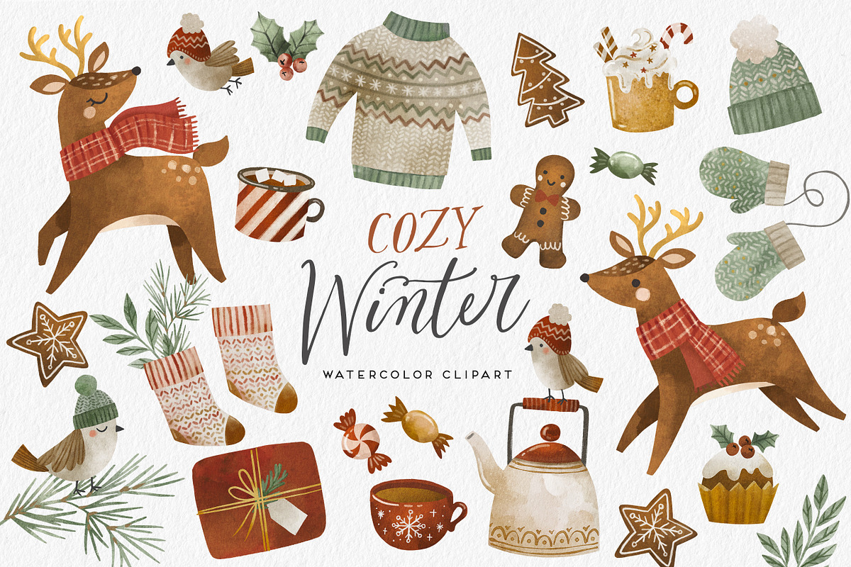 Cozy Winter Watercolor Graphics, an Illustration by Point and Poem (Photo 1 of 6)