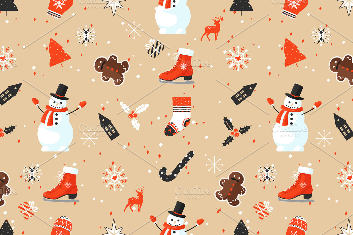Colorful Retro Christmas Patterns, a Pattern Graphic by tomuato (Photo 6 of 7)