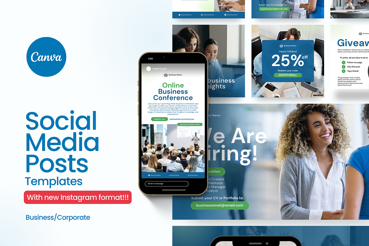 Social Media | IG, FB, LinkedIn, a Social Media Template by Studio B | Canva Template (Photo 1 of 12)