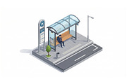 Isometric Bus Stop 3D, a Transportation Illustration by Nurlan's shop (Thumbnail 1 of 3)