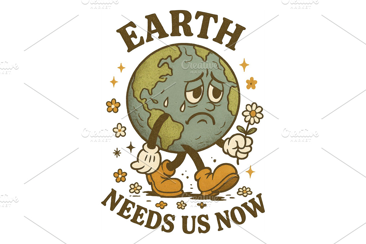 Earth Needs Us Now Wall Art Vintage, a Background Graphic by LaseredNinja (Photo 1 of 7)