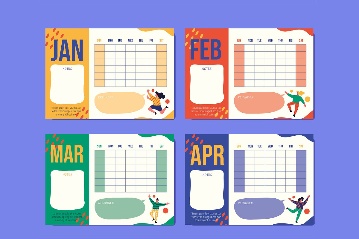 Colorful Yearly Annual Calendar, a Templates & Theme by studiogstock (Photo 3 of 5)