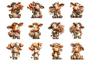 Whimsical easter highland cow clipar, an Illustration by SinaCreation (Thumbnail 2 of 11)