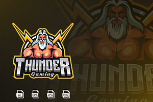 Zeus Thunder Mascot Logo Template, a Branding & Logo Template by HasnainGFX