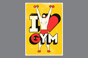 I Love Gym. Vector poster set., a Sport Illustration by PoPaShop (Thumbnail 6 of 7)