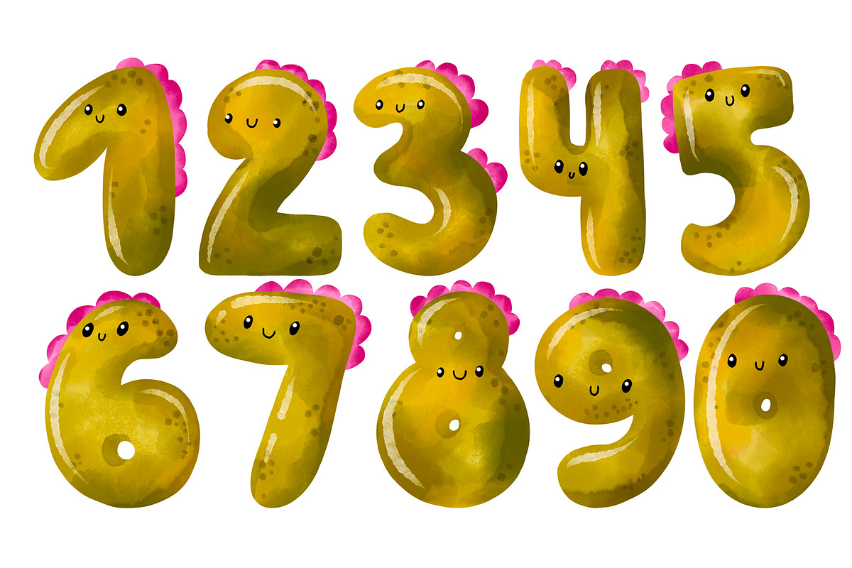 Green Dino Numbers – Cute Hand-Drawn, an Education Illustration by the_myro (Photo 1 of 3)
