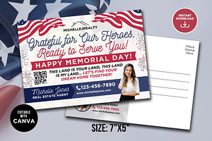 Happy Memorial Day Postcard, a Card Template by CreativeVinesStore