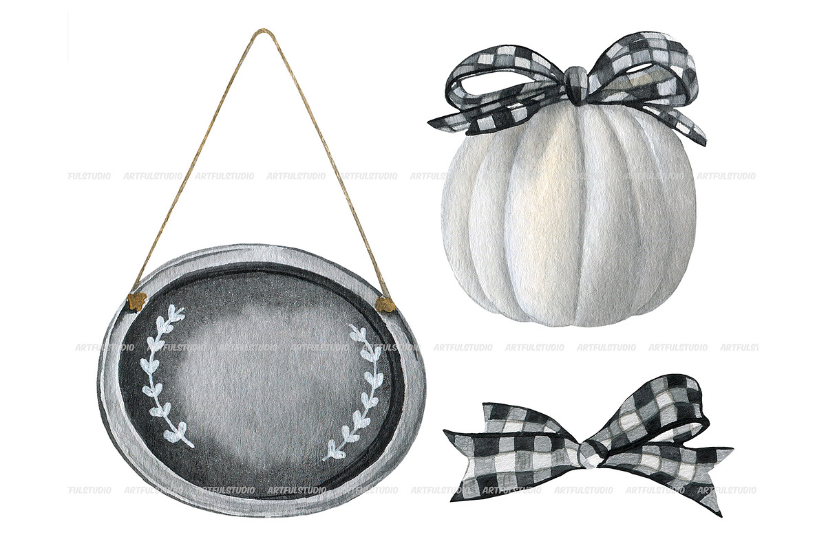 Watercolor buffalo plaid halloween, a Seasonal Illustration by ArtfulStudio (Photo 7 of 8)