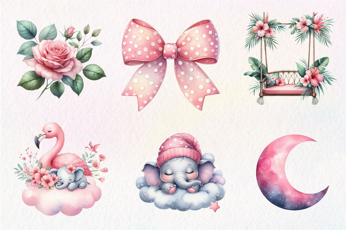 Baby elephant watercolor clipart, an Illustration by CreationArt (Photo 4 of 5)
