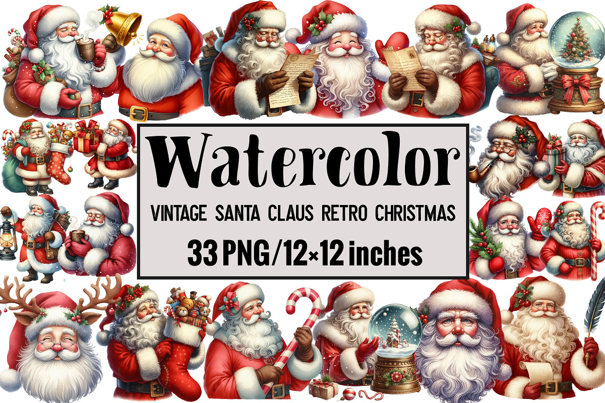 Vintage Santa Claus Retro Christmas, an Illustration by Design Market (Photo 1 of 3)