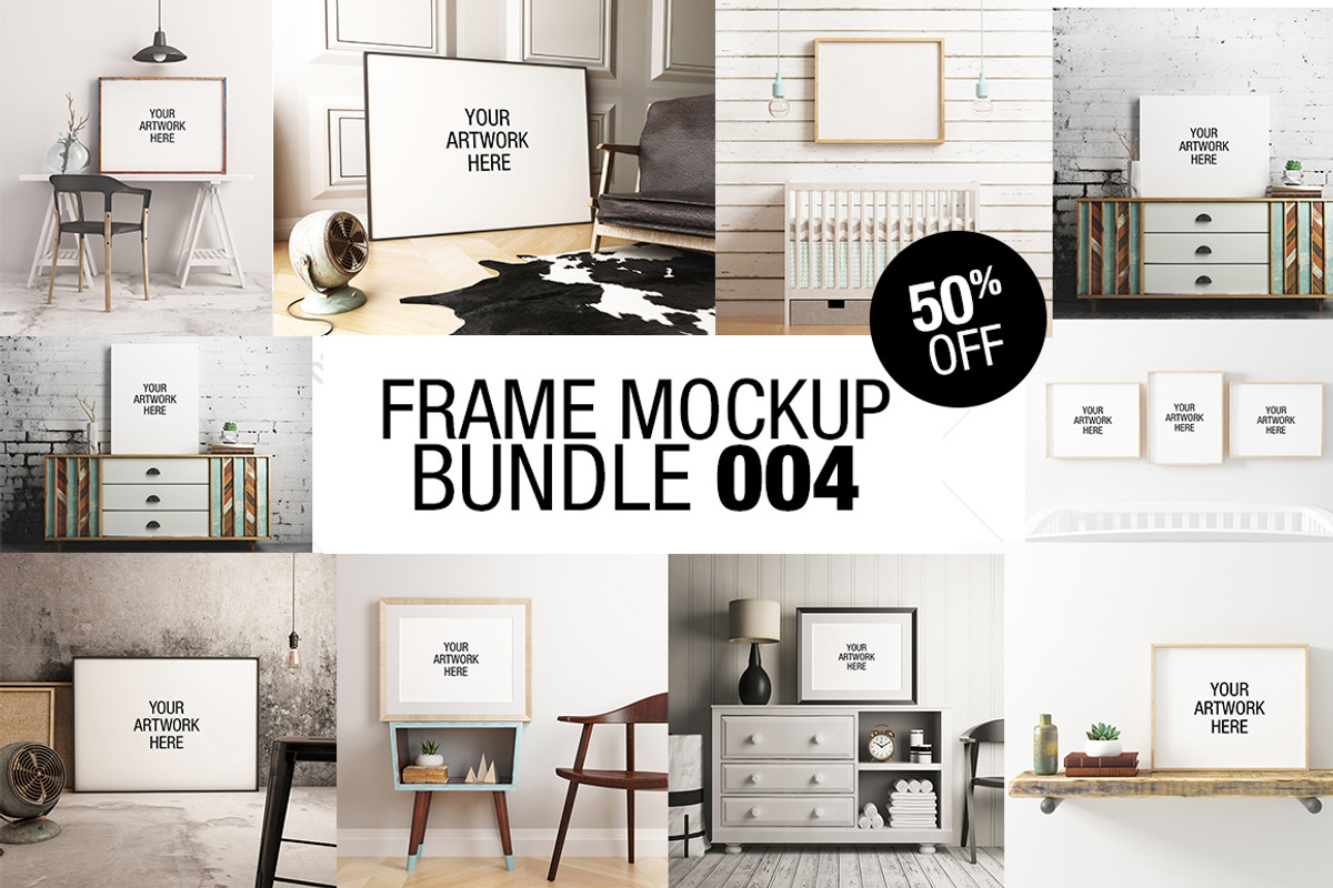 Frame Mockup Bundle 004 - 50% OFF, a Print Template by positvtplus (Photo 1 of 3)