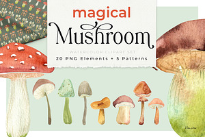 magical MUSHROOM cliparts & patterns