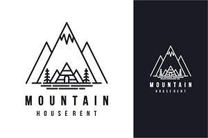 Cabin house rental logo line style, a Branding & Logo Template by jundio studio