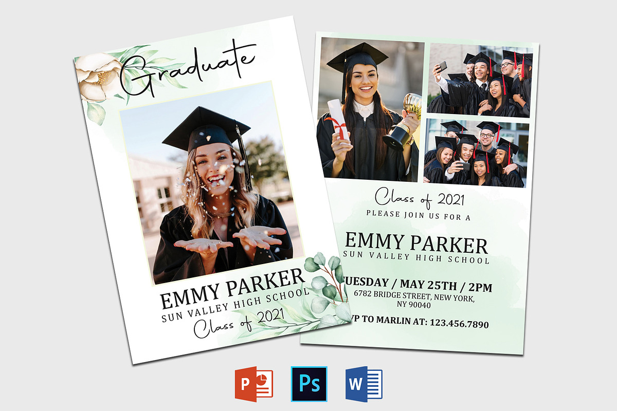 Graduation Announcement Template, a Card Template by Designscozy (Photo 2 of 5)