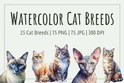 Watercolor Cat Breed Illustrations, an Animal Illustration by Palleon (Thumbnail 1 of 7)