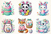 Watercolor Happy Easter Cute Animals, an Illustration by DreamCafeArt (Thumbnail 2 of 5)