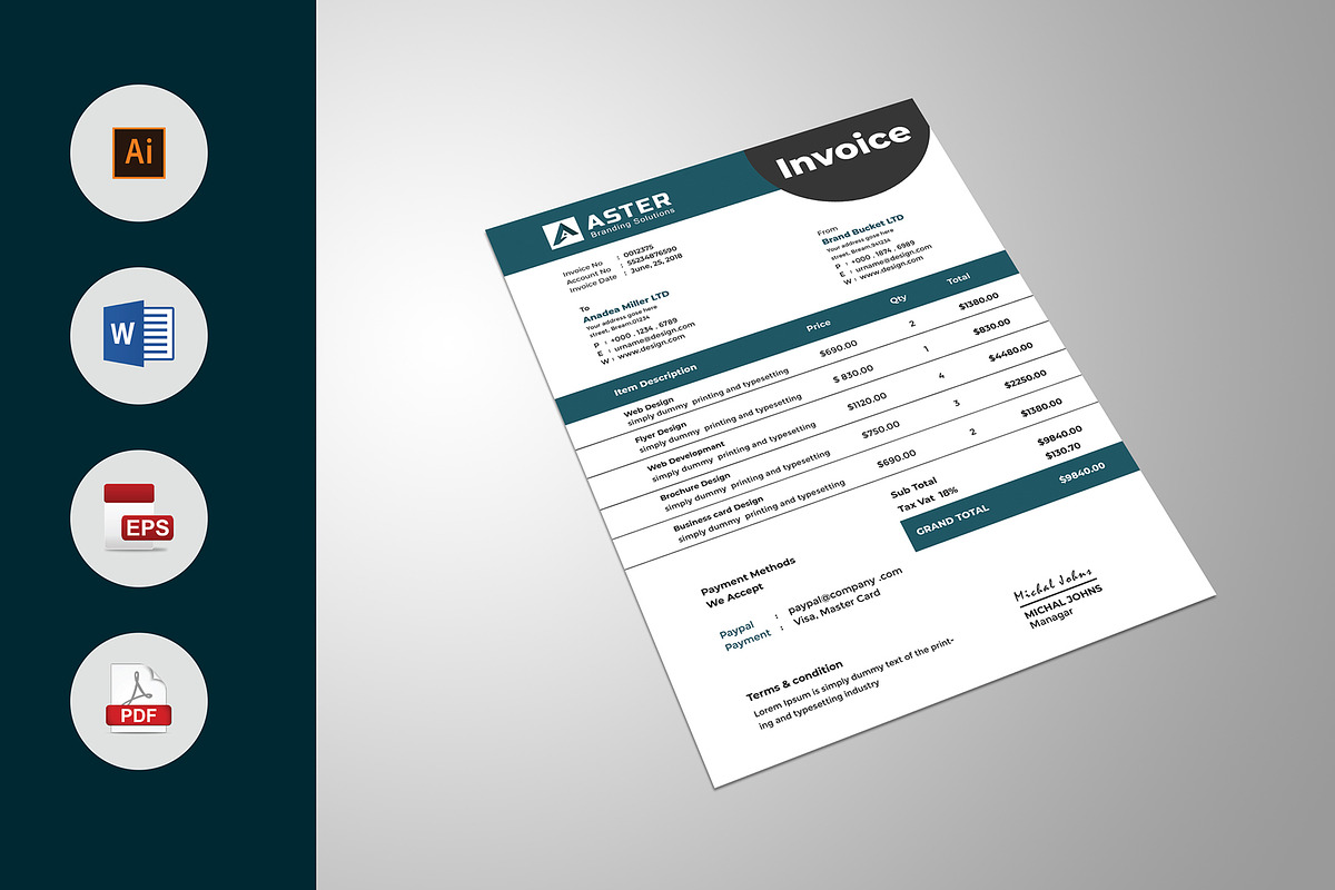 Invoice Template, a Stationery Template by UI_Expert (Photo 1 of 4)