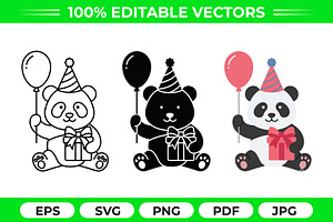 Party Panda Vector Trio Pack