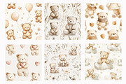 Beige Teddy Bears Seamless Patterns, a Pattern Graphic by Design Market (Thumbnail 3 of 4)