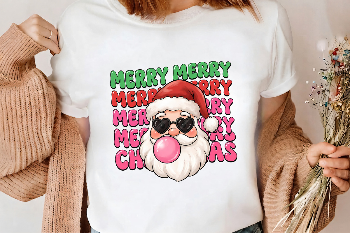 Merry Christmas Santa Bubblegum PNG, a Seasonal Illustration by CrexoraLab (Photo 4 of 4)