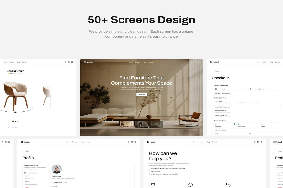 Ngajuh - Furniture Website UI Kit, an UI Kit Template by Creative Perspective (Photo 5 of 8)
