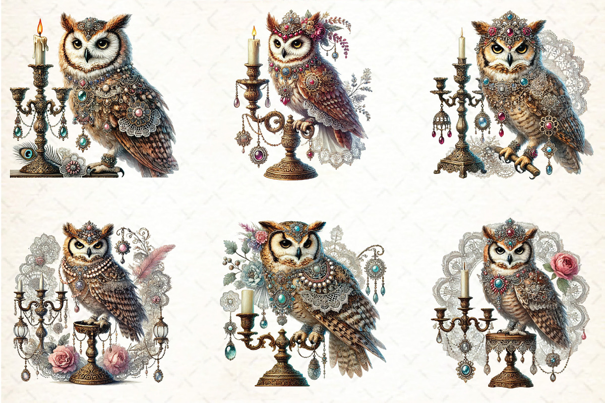 Watercolor Owls Clipart, an Illustration by DreamCafeArt (Photo 3 of 5)