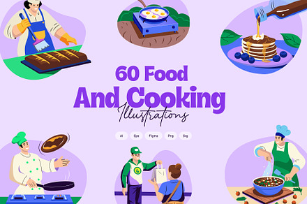 Cooking and Food Illustration Set, an Emoji Icon by Creative Stall