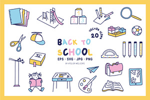 20 education icons Back to school, an Outline Icon by Atelier Mélicope