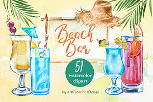 Watercolor Beach Bar Clipart