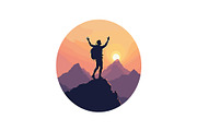 Sunset Hiking Silhouette  Bundle, an Object Graphic by yasushie (Thumbnail 4 of 16)