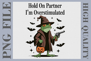 Cowboy Witch Frog Halloween PNG